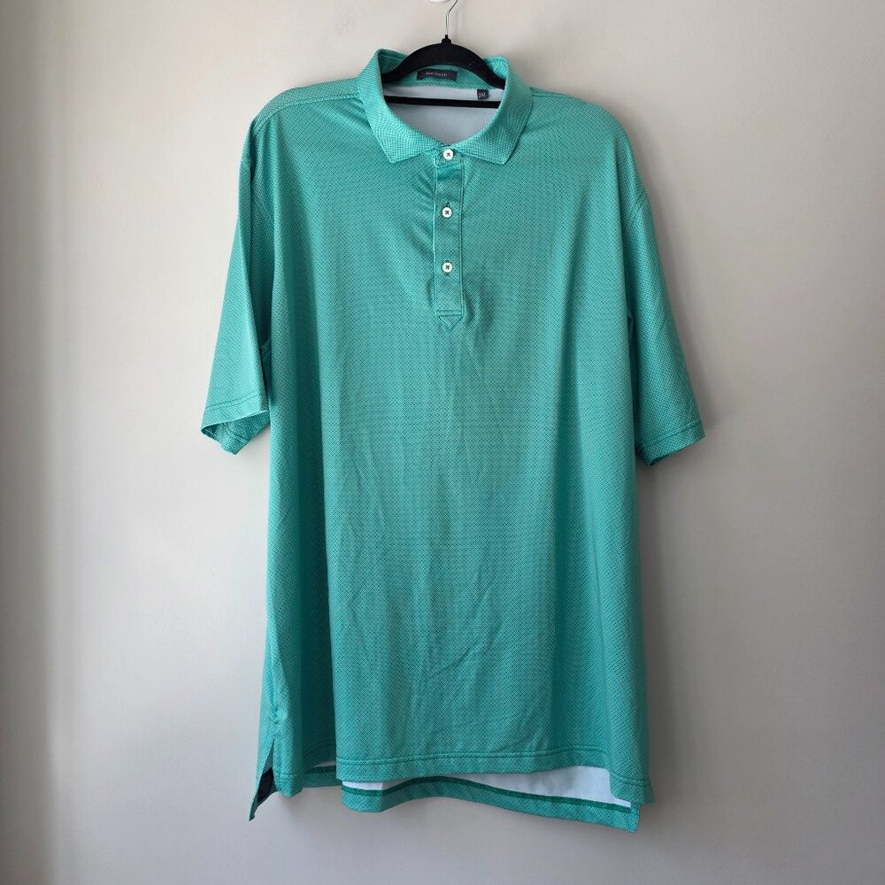 TURTLESON Golf Polo Shirt Mens XXL Green Geometric Short Sleeve Golden Bear Club